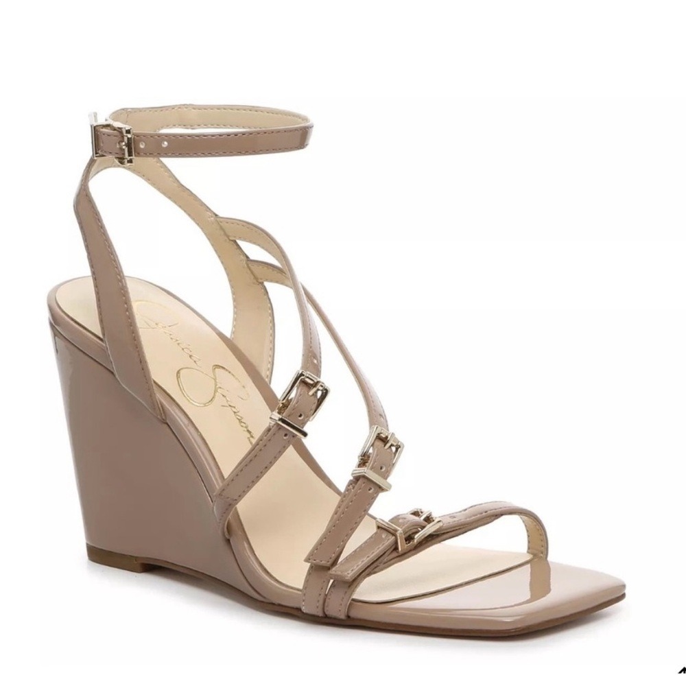 Jessica Simpson "Aliara" Strappy Wedges Sandal Heels in Chai Latte (Size 9M)